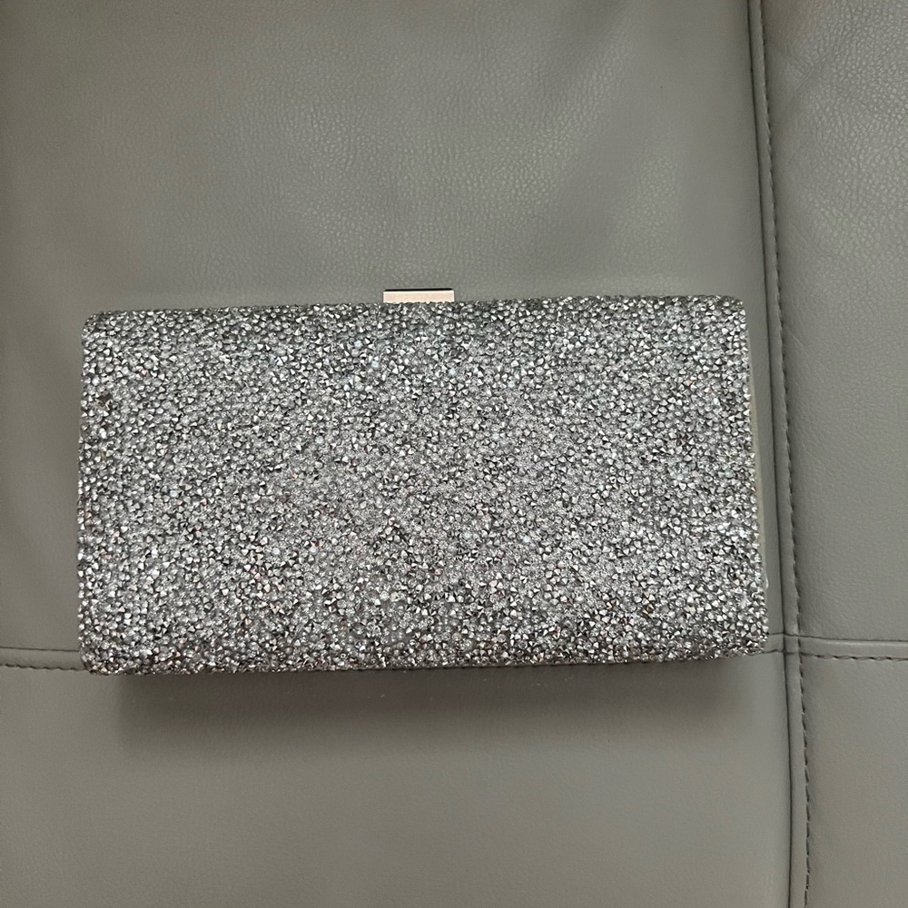 Silver Clutch with Rhinestone Accents